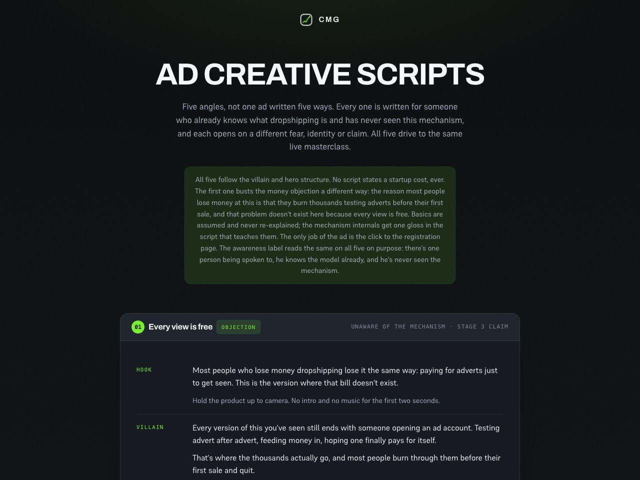 Ad creative scripts preview